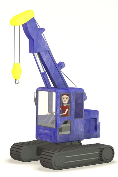 3d render of cartoon character in crane — Stock Photo, Image