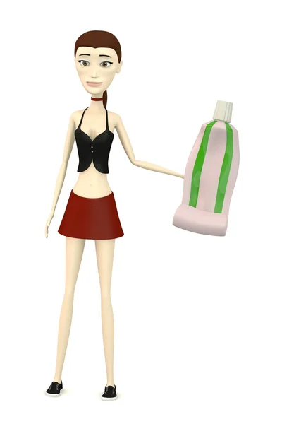 Renderização 3d de personagem de desenho animado com pasta de dentes — Fotografia de Stock