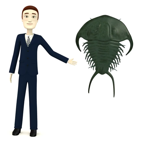 3d render of cartoon charcter with trilobite — Stock Photo, Image