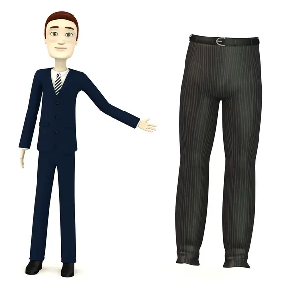 Çizgi film karakteri pantolon ile 3D render — Stok fotoğraf