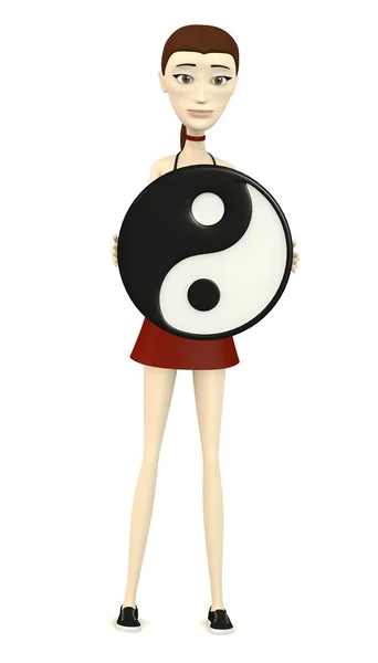 Tao ile çizgi film karakteri 3D render — Stok fotoğraf