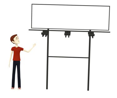 çizgi film karakteri ile billboard 3D render