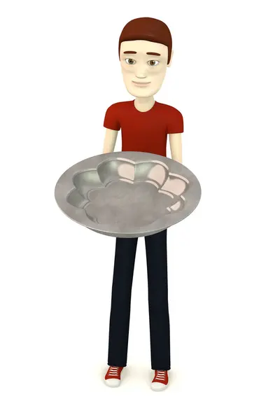 3D візуалізація мультиплікаційного персонажа з мискою — стокове фото