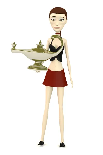 3d renderização de personagem de desenho animado com lâmpada — Fotografia de Stock