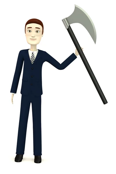 漫画のキャラクターの斧との 3 d レンダリング — ストック写真