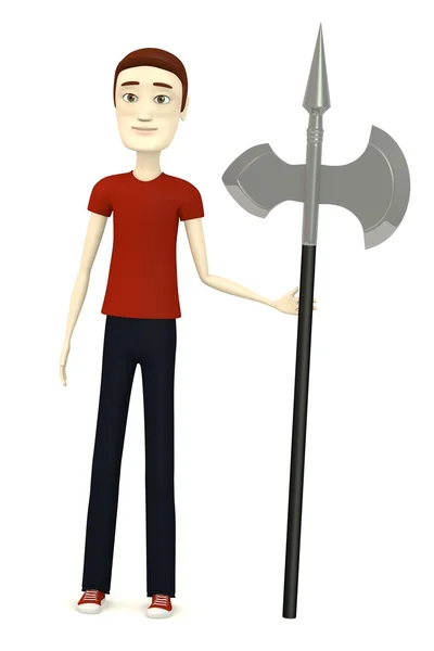 3D візуалізація мультиплікаційного персонажа з сокирою — стокове фото