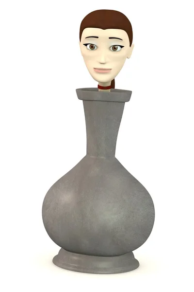 3D визуализация персонажа мультфильма в вазе — стоковое фото