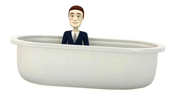 在浴缸里的卡通人物的 3d 呈现器 — 图库照片