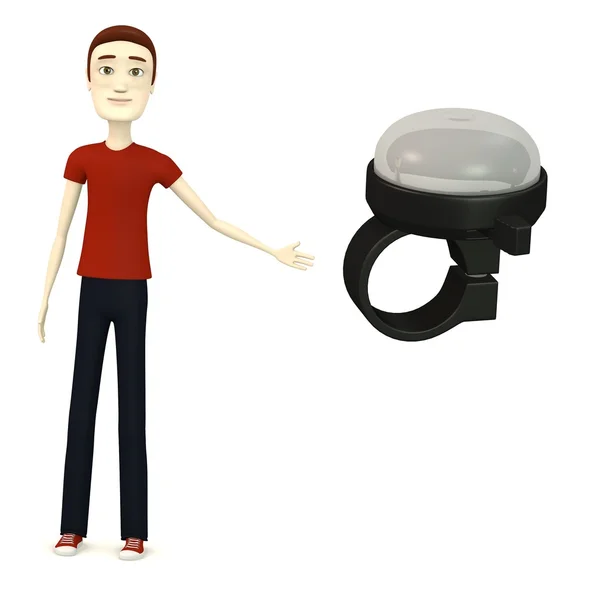 3D визуализация персонажа мультфильма с велосипедным колоколом — стоковое фото