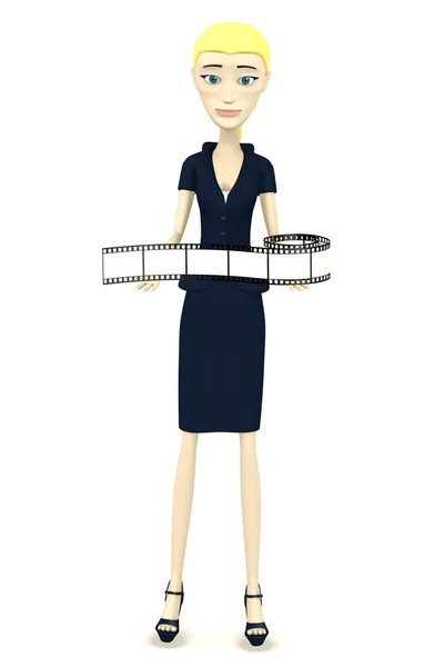 3d renderização de personagem de desenho animado com filme — Fotografia de Stock