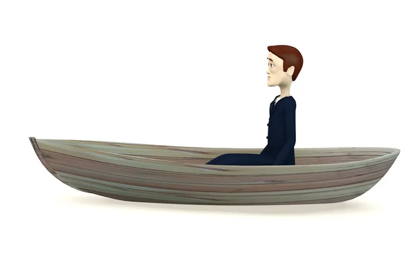 3D καθιστούν χαρακτήρα κινουμένων σχεδίων σε βάρκα — Φωτογραφία Αρχείου
