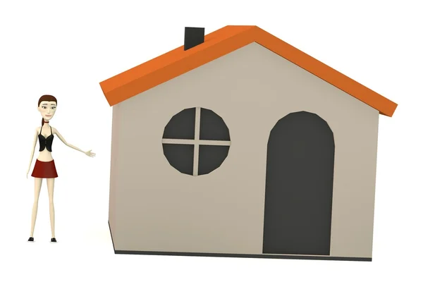 Render 3D charakter kreskówka kreskówki House — Zdjęcie stockowe