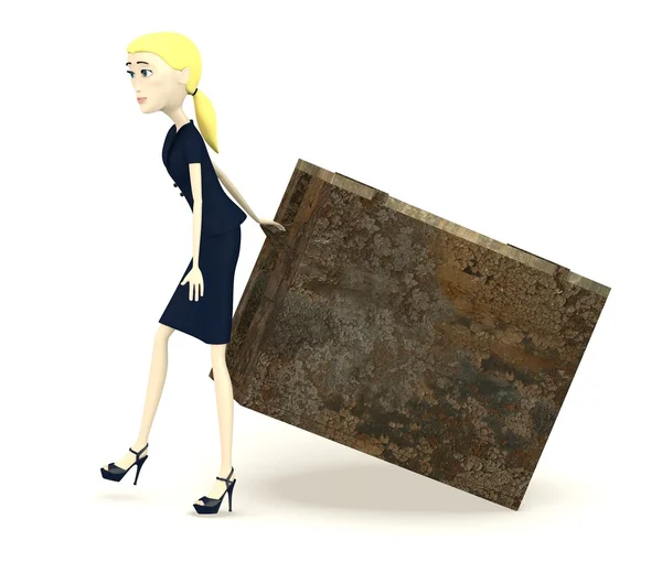 3d renderizado de personaje de dibujos animados con caja — Foto de Stock