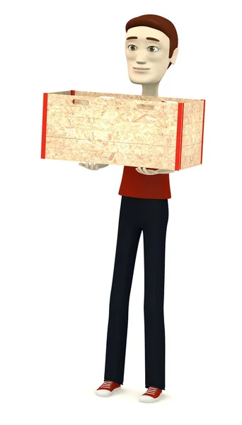 3d render of cartoon character with box — Stock Photo, Image