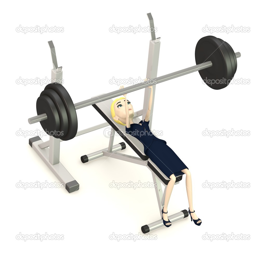 3d Render Of Cartoon Character With Benchpress Stock Photo