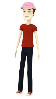 çizgi film karakteri şapka ile 3D render