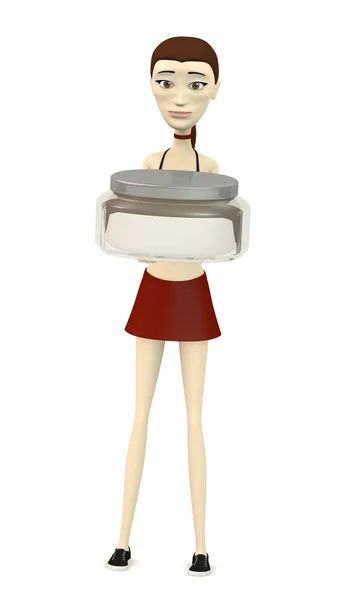 Renderização 3d de personagem de desenho animado com caixa de creme — Fotografia de Stock