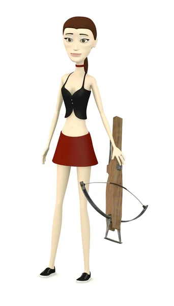 3d render of cartoon character with crossbow — Stock Photo, Image