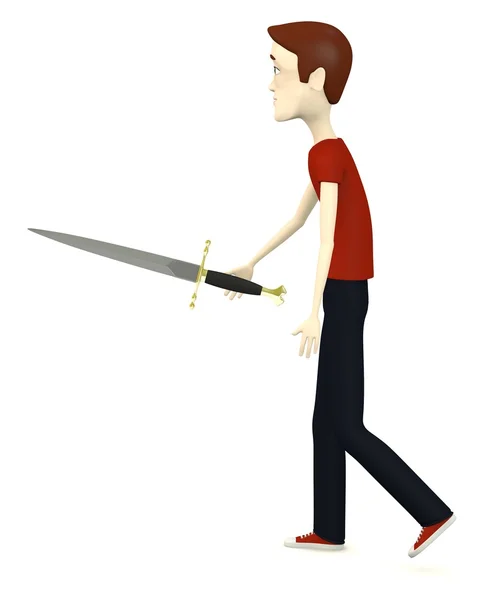 3d render of cartoon character with dagger — Stock Photo, Image