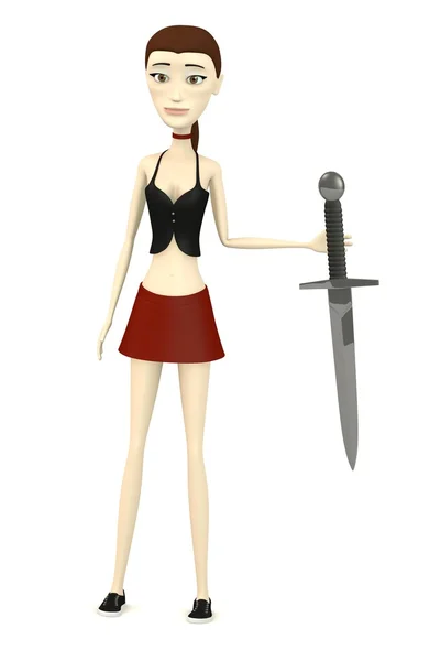 3d render of cartoon character with dagger — Stock Photo, Image