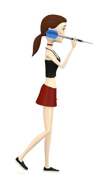 3d renderizado de personaje de dibujos animados con dardo — Foto de Stock