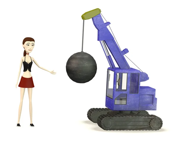 3D render av seriefiguren med förstörelse kran — Stockfoto
