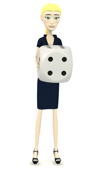3d рендер мультипликационного персонажа с dice — стоковое фото