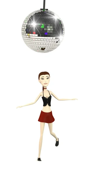 3d render of cartoon character with discoball — Stock Photo, Image