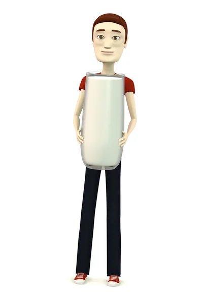 3d render of cartoon character with milk — Stock Photo, Image