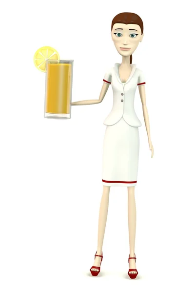 Renderização 3d de personagem de desenho animado com suco — Fotografia de Stock