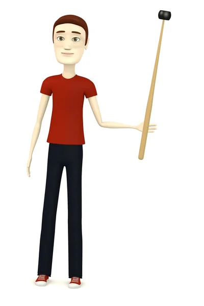 3d визуализация персонажа мультфильма с барабаном молоток — стоковое фото