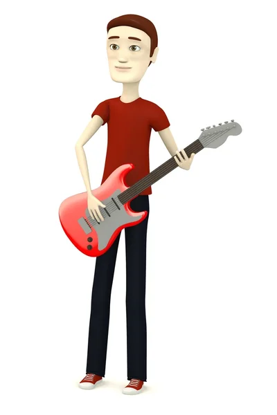 3d render of cartoon character with electric guitar — Stock Photo, Image