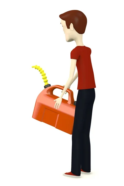 Renderização 3d de personagem de desenho animado com lata de gás — Fotografia de Stock