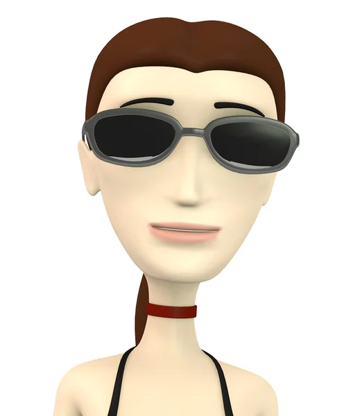 3D καθιστούν χαρακτήρα κινουμένων σχεδίων με γυαλιά — Φωτογραφία Αρχείου