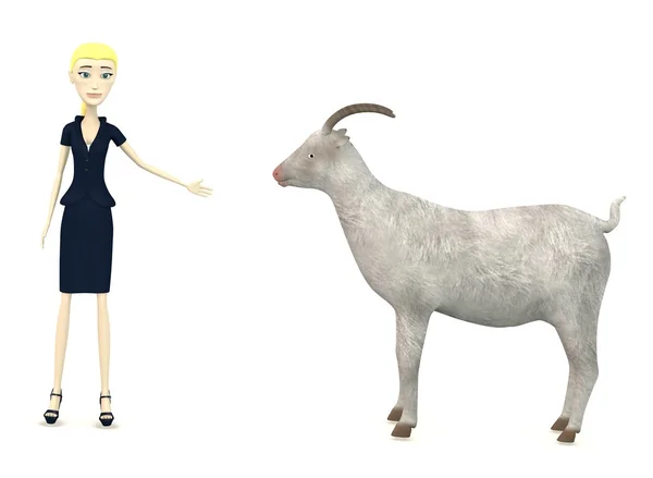 3d render of cartoon character with goat — Stock Photo, Image