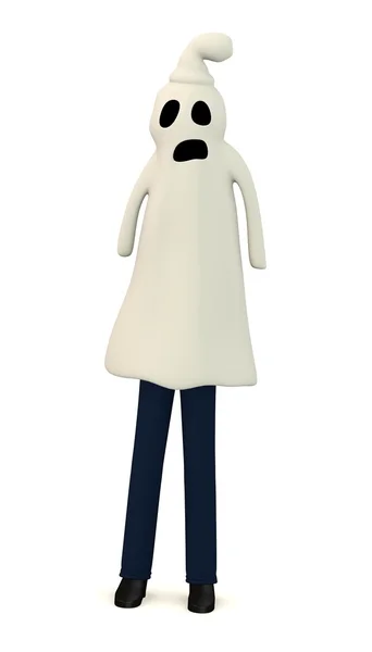 3D візуалізація мультиплікаційного персонажа з привидом — стокове фото