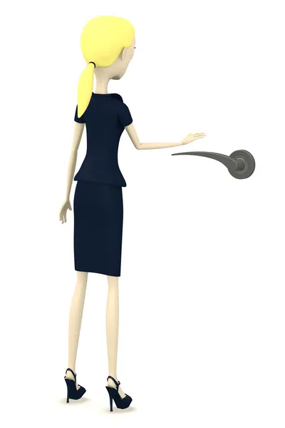 3D-återgivning av tecknad karaktär med handtag — Stockfoto