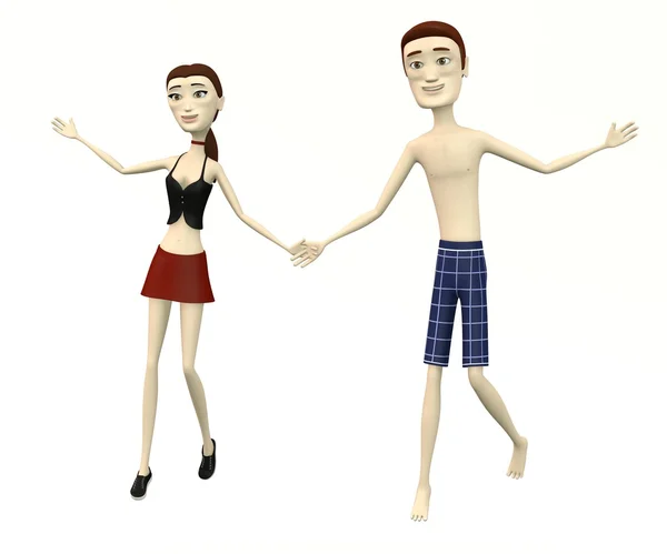 3d render de personajes de dibujos animados bailando - feliz — Foto de Stock