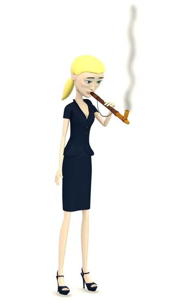 3d render of cartoon character smoking indian pipe — Stock Photo, Image