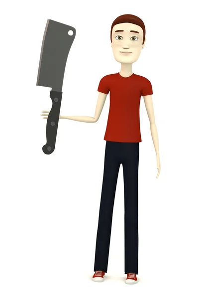 3d render of cartoon character with kitchen utensil — Stock Photo, Image