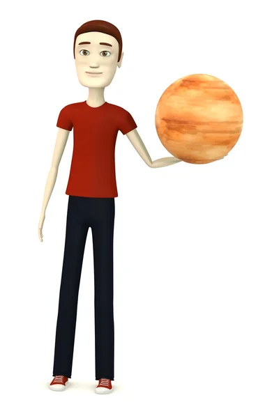 3D render Jüpiter ile çizgi film karakteri — Stok fotoğraf