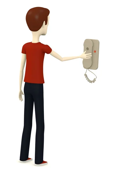 3d render of cartoon character with telephone — Stock Photo, Image