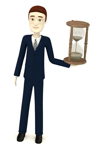 3d renderizado de personaje de dibujos animados con reloj de arena —  Fotos de Stock