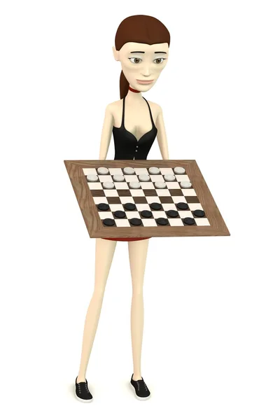 3d renderizado de personaje de dibujos animados con damas — Foto de Stock