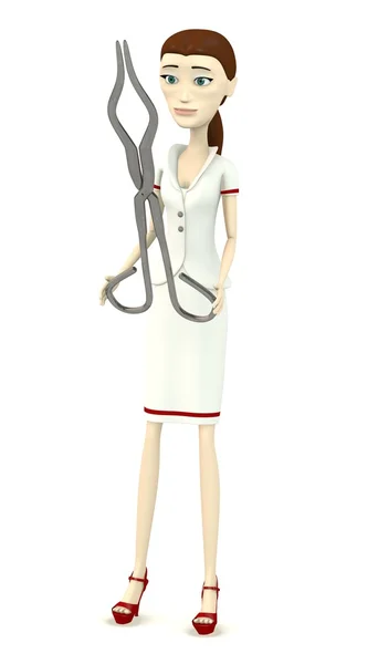 Render of cartoon character with tongs — Stock Photo, Image