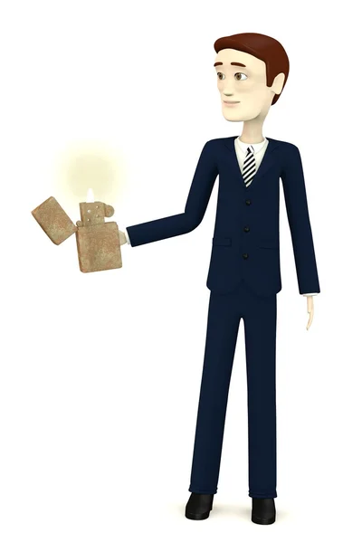 3D-Darstellung der Cartoon-Figur mit Feuerzeug — Stockfoto