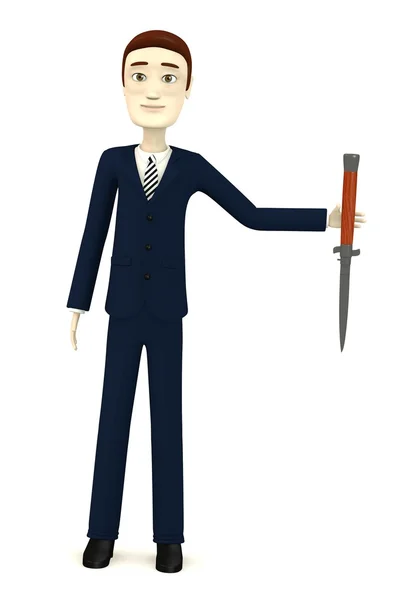 3d render of cartoon character with a knife — Stock Photo, Image