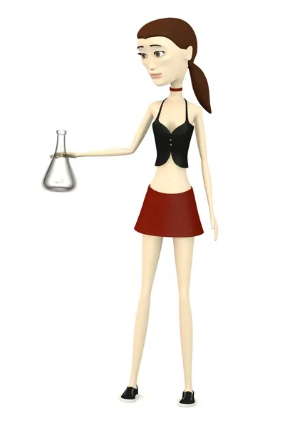 3d render of cartoon character with lab flask — Stock Photo, Image