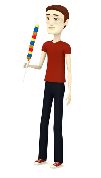 3D render av seriefiguren med lollipop — Stockfoto