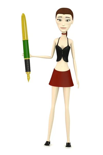 3D візуалізація мультиплікаційного персонажа з ручкою — стокове фото